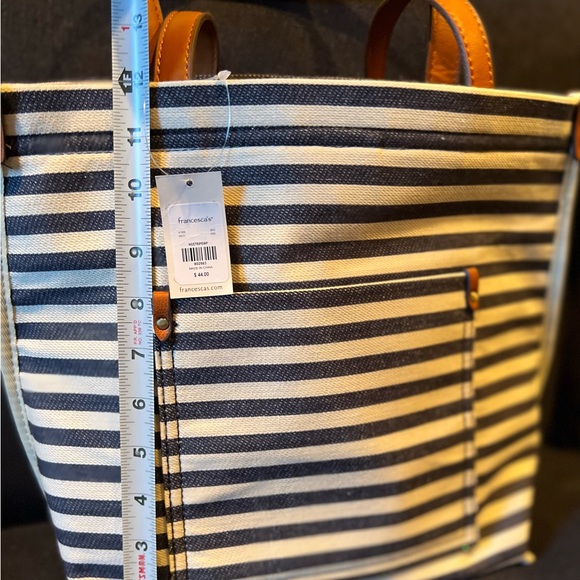 Francesca’s Blue and White Stripe canvas tote bag☀️ - Picture 5 of 8